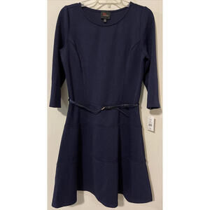 JM Studio Womens Size 8 Blue 3/4 Sleeved Knee Length Fit Flare Dress NWT! M840